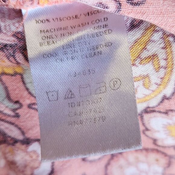 LOFT Blouse Womens Sz XS Multi Floral Ruffle Elastic Sleeve V Neck Lightweight - Picture 3 of 7